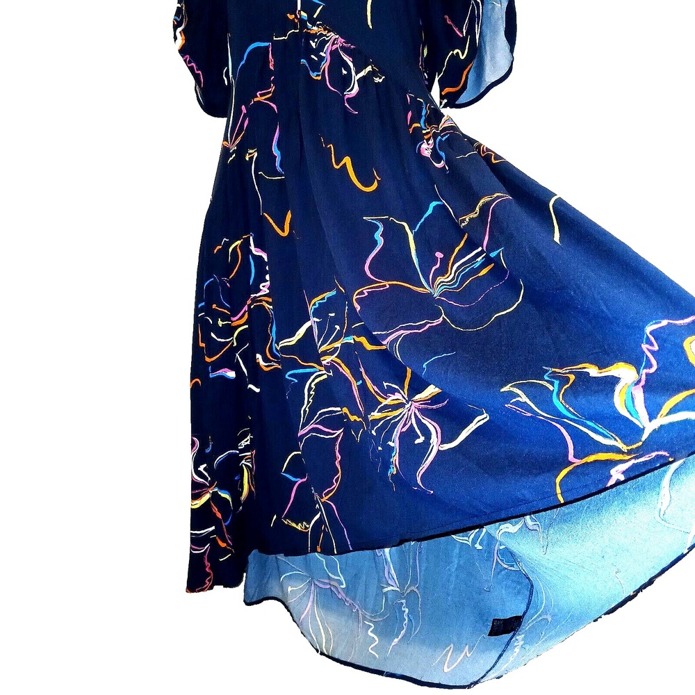 Avenue Val Print Women Maxi Dress 20 Blue Lily Flower Bohemian High Low Flowy - Picture 8 of 10
